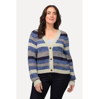 Ulla Popken  Cardigan corto con righe, scollo a V e maniche lunghe 