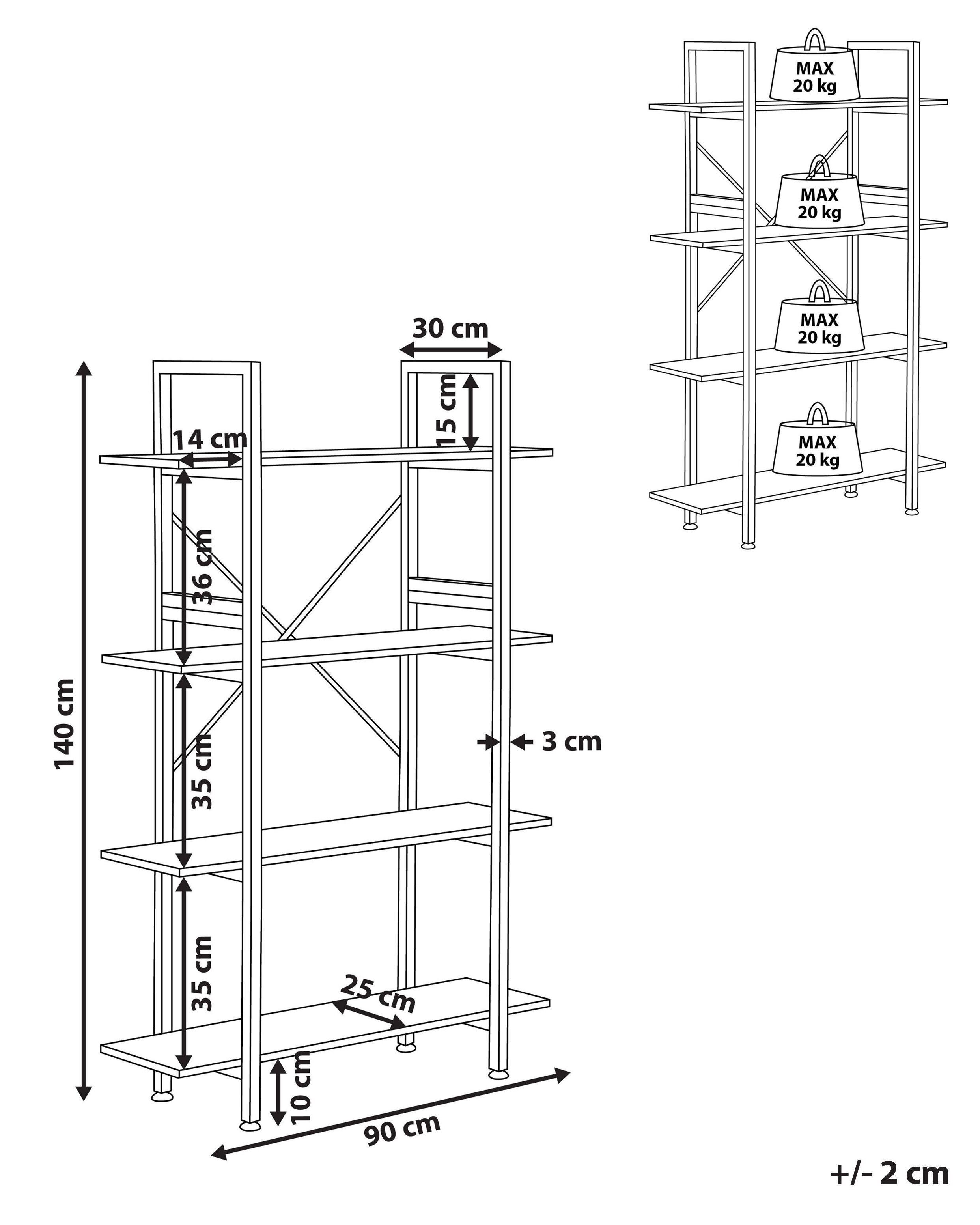 Beliani Regal mit 4 Ebenen aus Faserplatte Industriell DARBY  