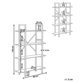 Beliani Bücherregal mit 4 Fächern aus Faserplatte Industriell DARBY  