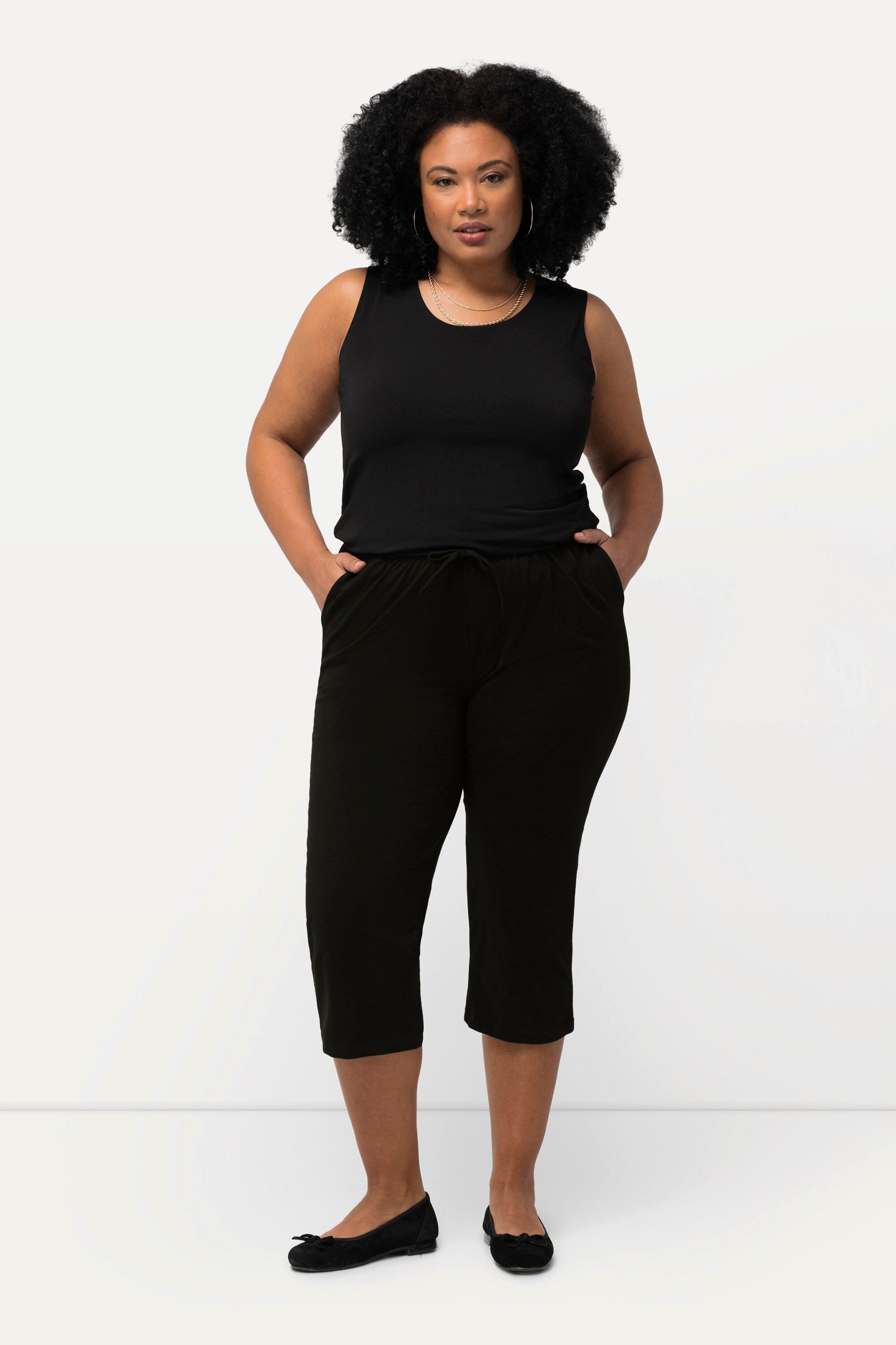 Ulla Popken  Pantalon 3/4 en jersey à jambe droite classique noir 