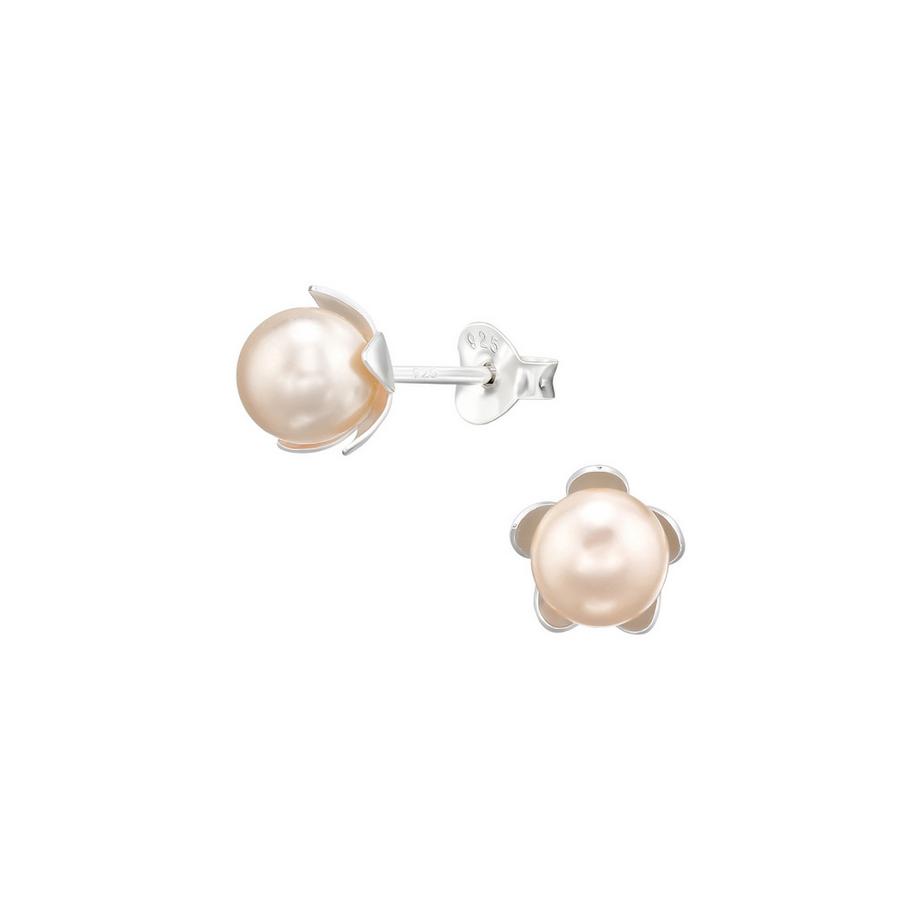 BlumenOhrstecker mit Echten Europäischen Kristallperlen