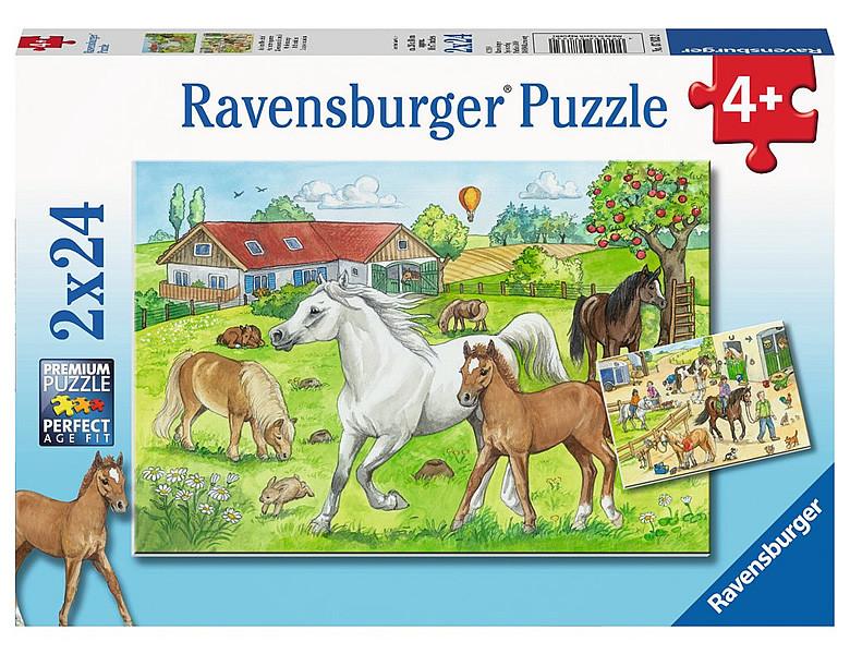 Ravensburger  Ravensburger puzzel Op de manege - Twee puzzels - 24 stukjes - kinderpuzzel 