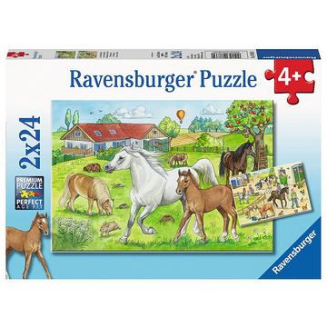 Ravensburger puzzel Op de manege - Twee puzzels - 24 stukjes - kinderpuzzel