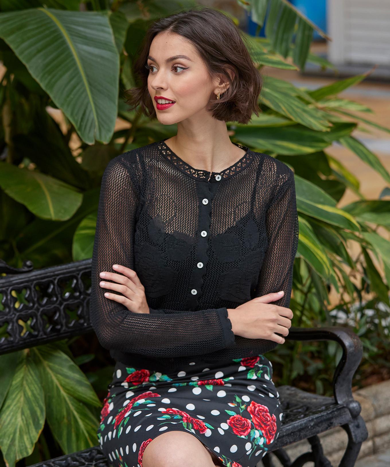 Joe Browns Strickjacke Transparente Rose Spitze  