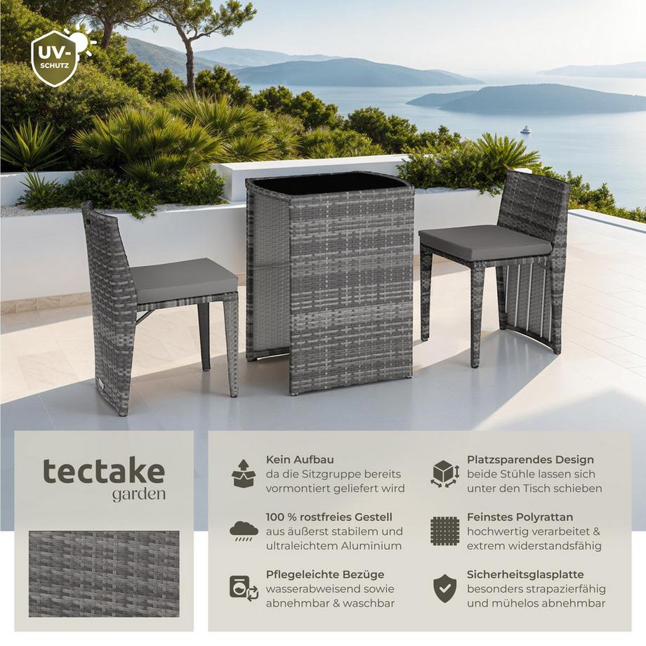 Tectake Set in rattan  Amburgo  con telaio in alluminio  
