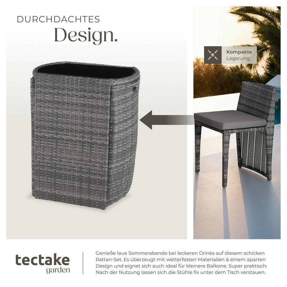 Tectake Set in rattan  Amburgo  con telaio in alluminio  