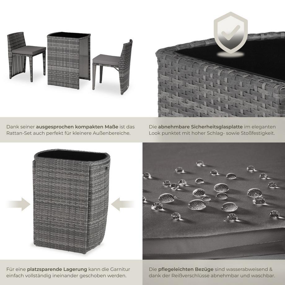 Tectake Set in rattan  Amburgo  con telaio in alluminio  