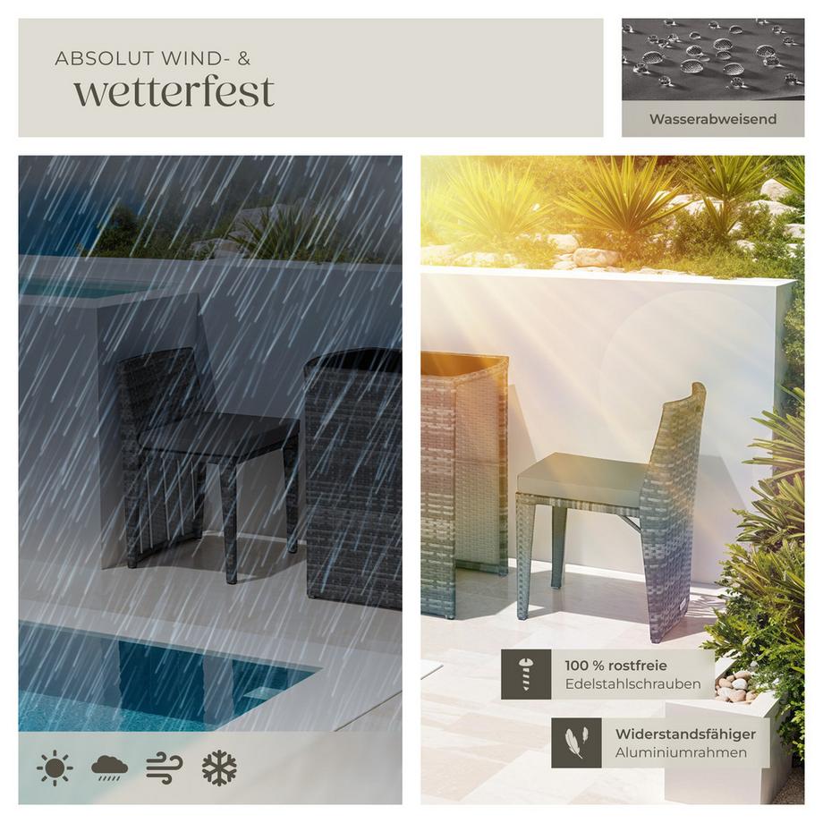 Tectake Set in rattan  Amburgo  con telaio in alluminio  