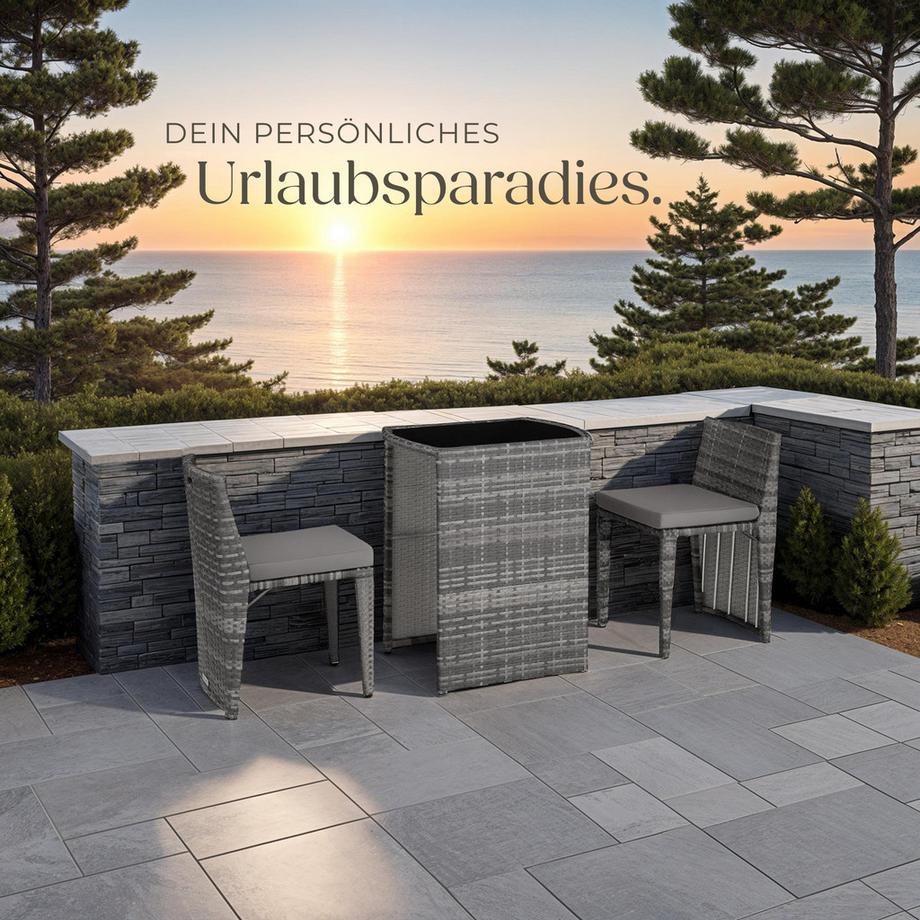 Tectake Set in rattan  Amburgo  con telaio in alluminio  