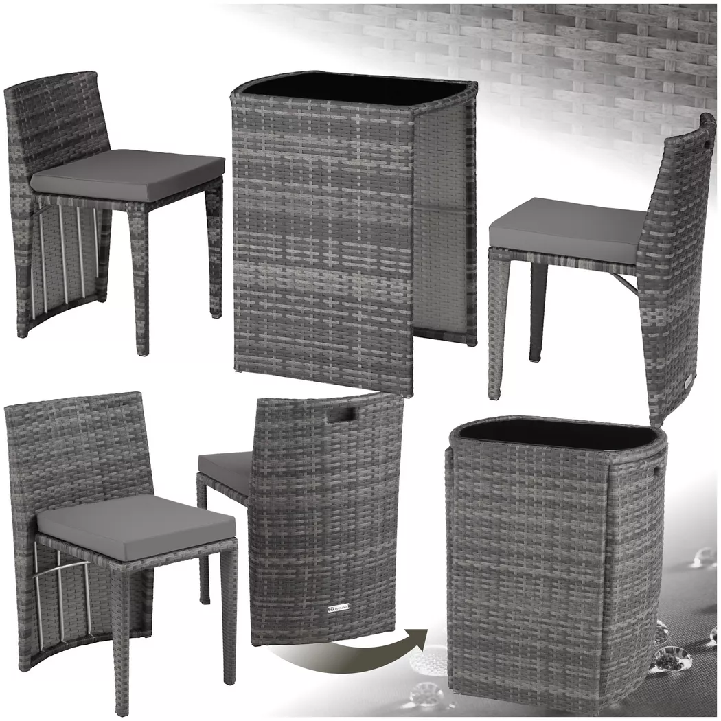 tectake® Aluminium Rattanset, wetterfest und UV-beständig, mit Sicherheitsglasplatte, kein Aufbau