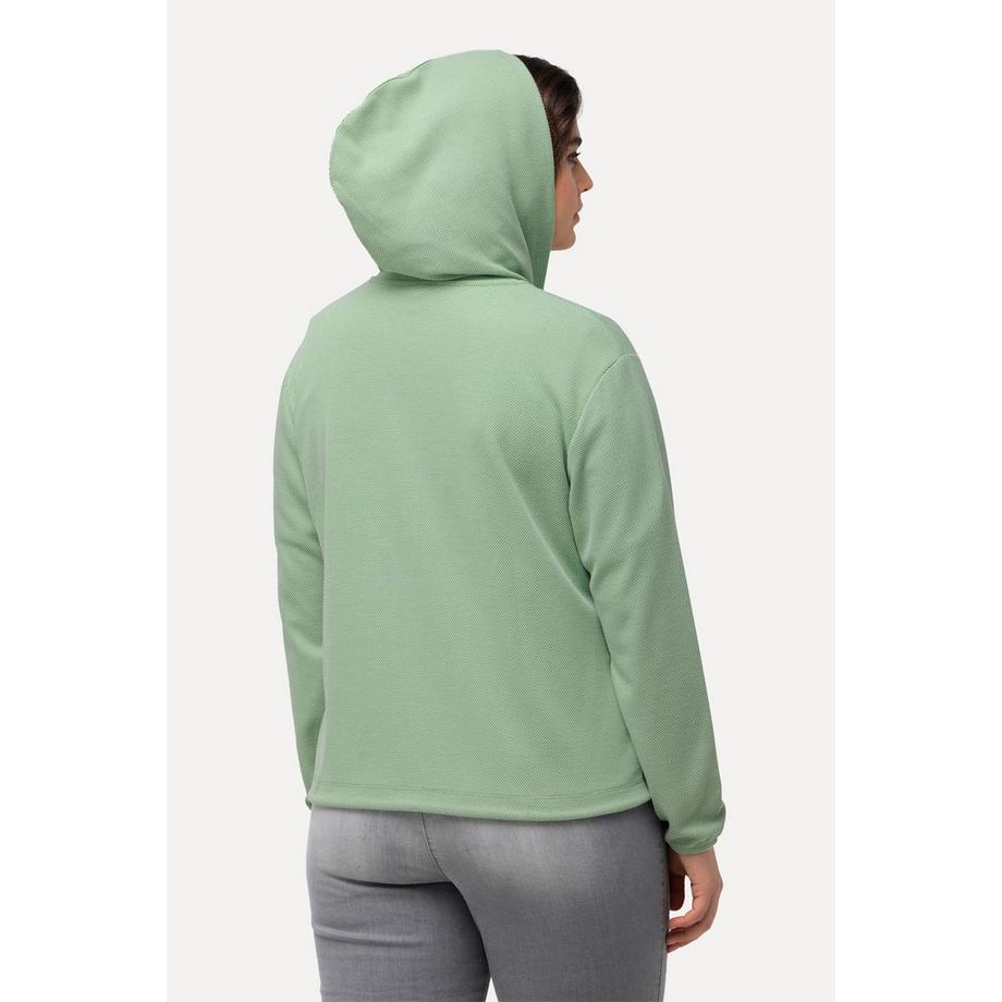 Ulla Popken Veste à Capuche Zippée Piqué Broderie Cactus  