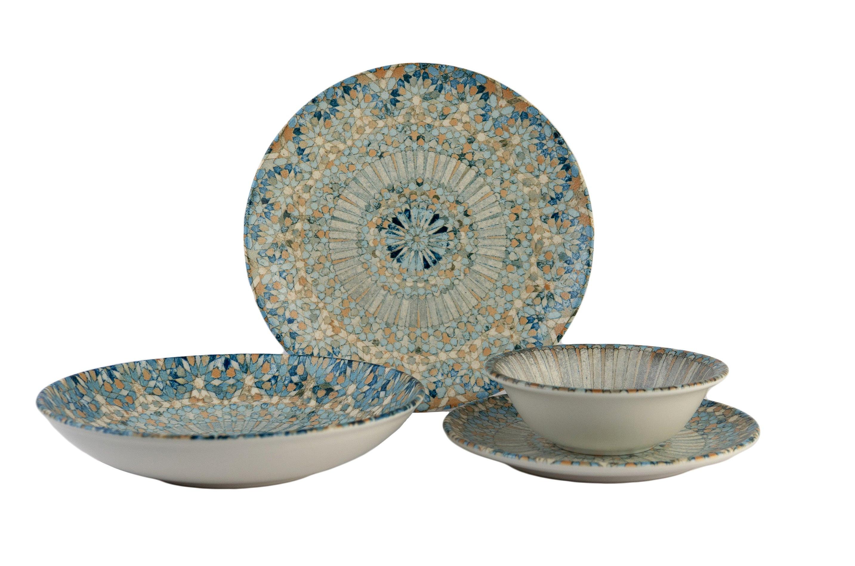 Bonna  Set di stoviglie - Luca Mosaic - 24 pezzi - 6 Persone - Porcellana 