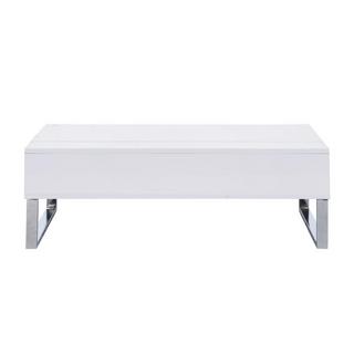 Vente-unique Table basse avec plateau relevable - MDF et métal chromé - Blanc laqué - SECALI  