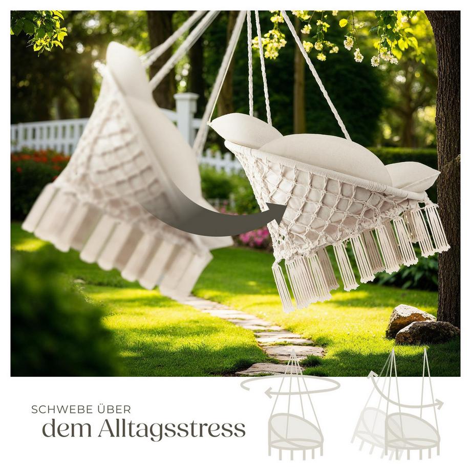 Tectake Fauteuil suspendu SAMIRA avec un coussin d'assise épais  