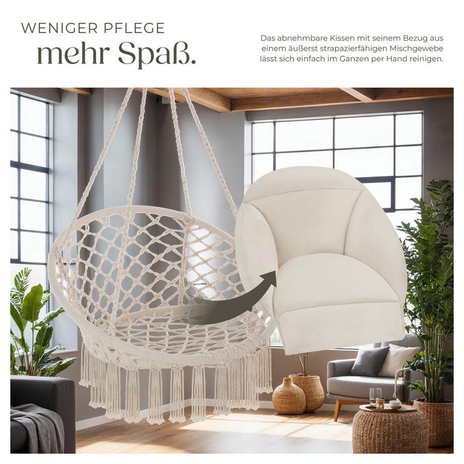 Tectake Fauteuil suspendu SAMIRA avec un coussin d'assise épais  