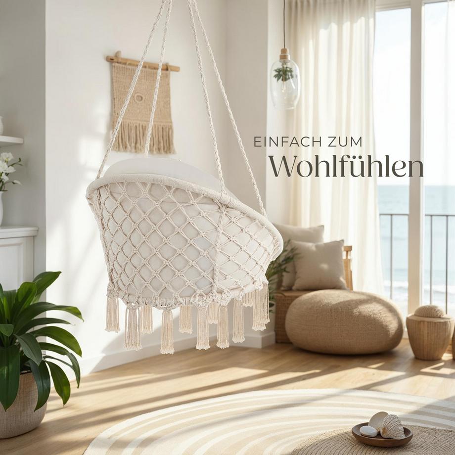 Tectake Fauteuil suspendu SAMIRA avec un coussin d'assise épais  