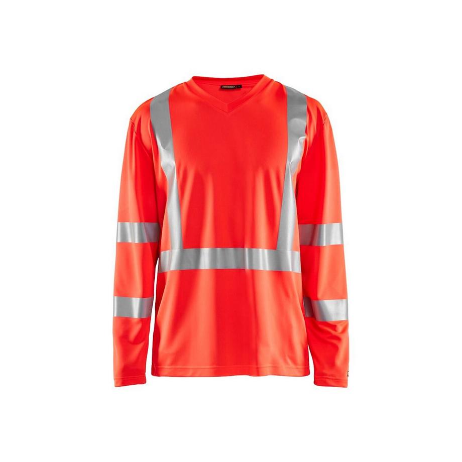 t-shirt manches longues haute visibilité col v anti-uv anti-odeur