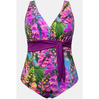 Ulla Popken  Maillot de bain, aspect tour de cou, bonnets souples, fleurs 