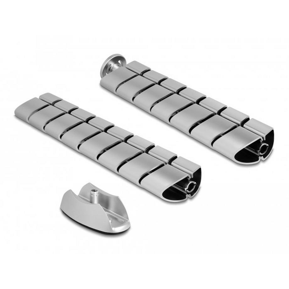 Kabelkanal für Schreibtisch 740 x 75 mm höhenverstellbar silber