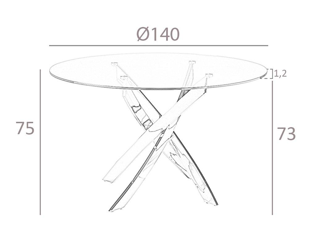 ANGEL CERDA Esstisch runde gehärtetes Glas auser Stahl  