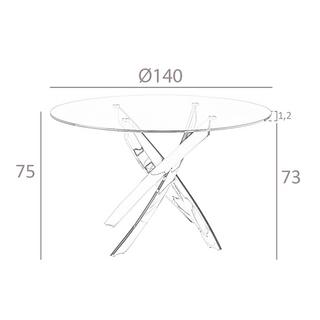ANGEL CERDA Esstisch runde gehärtetes Glas auser Stahl  