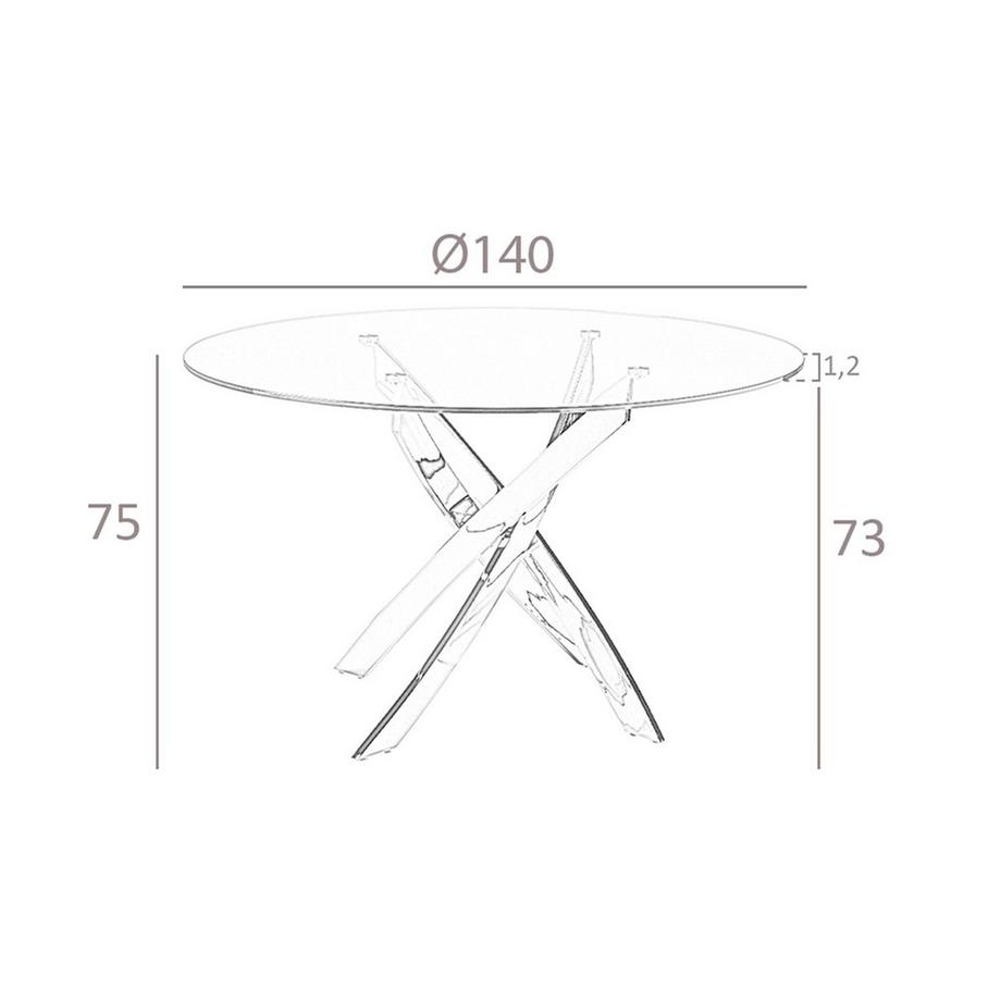 ANGEL CERDA Esstisch runde gehärtetes Glas auser Stahl  