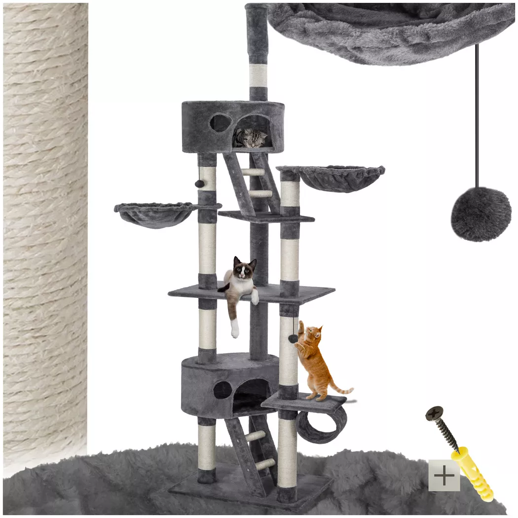 Tectake - Kratzbaum Hansi 243 bis 260 cm Sisal, One Size, Grau