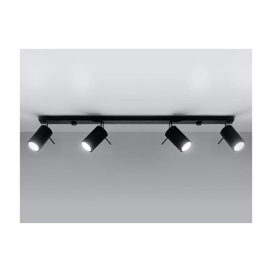 OZAIA  Plafonnier design 4 lampes alignées RANDY acier 