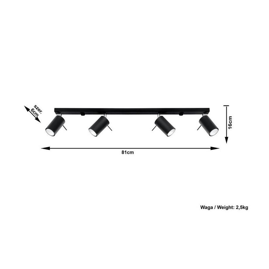 OZAIA  Plafonnier design 4 lampes alignées RANDY acier 