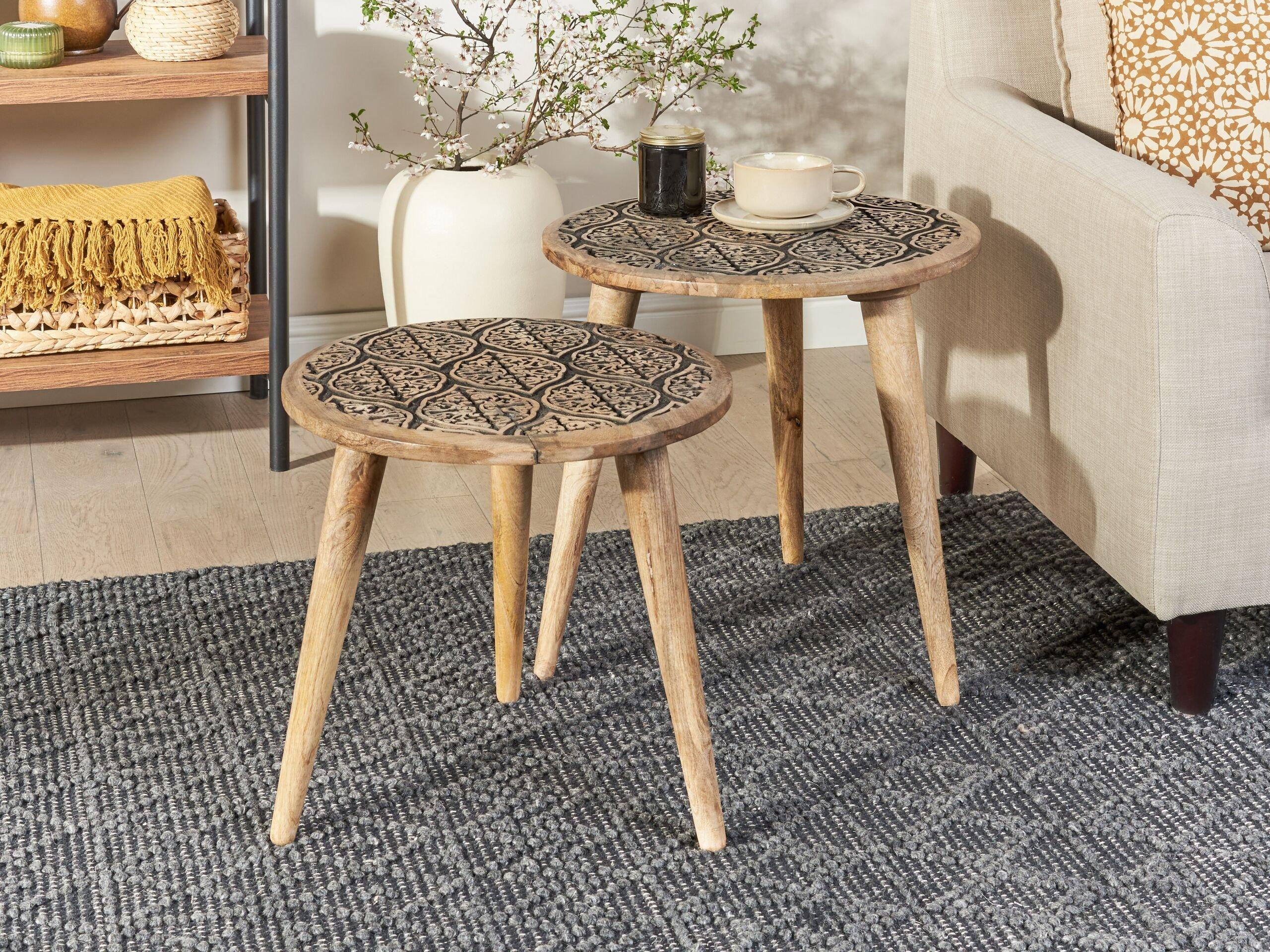 Beliani Set di 2 tavolini en Legno di mango Classico SHARMA  