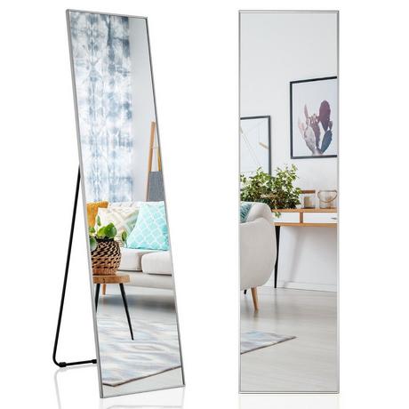 B2X Miroir sur toute la longueur 160 x 40 cm Miroir sur pied et miroir mural 2 en 1 en verre incassable argenté  