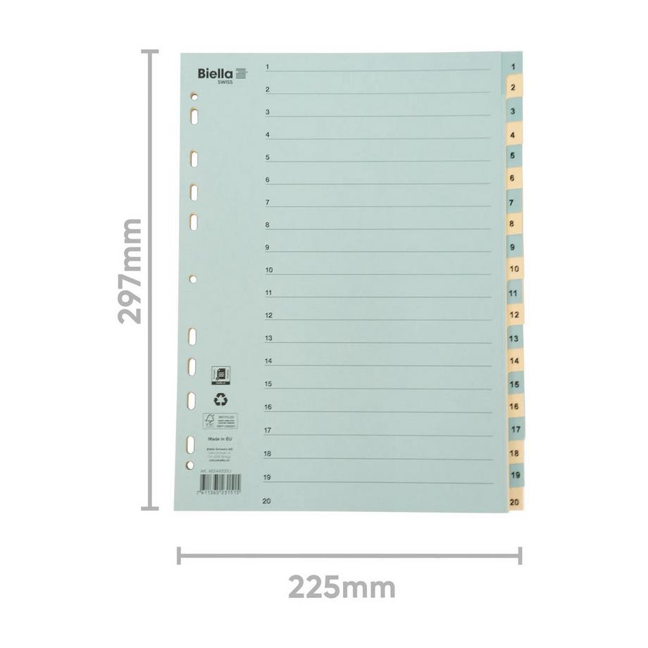 Biella BIELLA Register Karton farbig A4 462442.00 1-20  