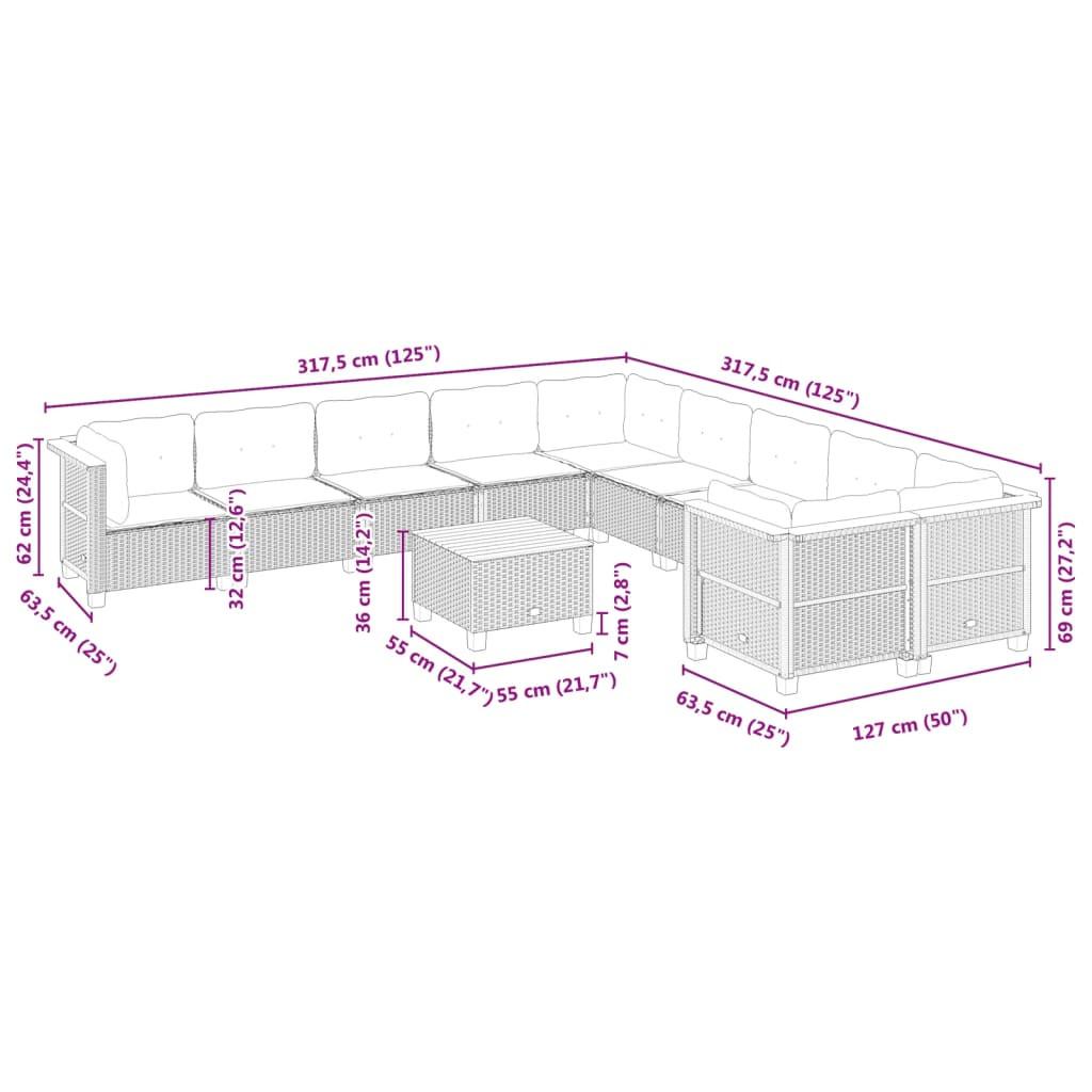 VidaXL Ensemble de canapés de jardin rotin synthétique  