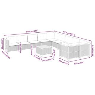 VidaXL Ensemble de canapés de jardin rotin synthétique  