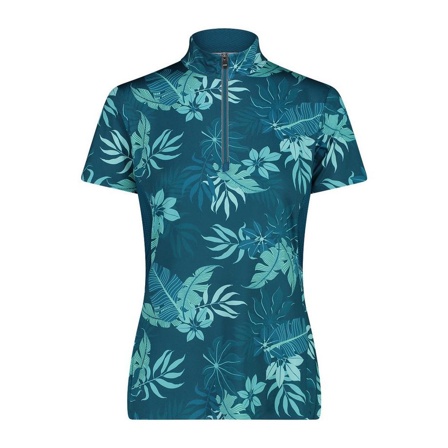 CMP T-Shirt Demi-Zip Manches Courtes Imprimé Floral  