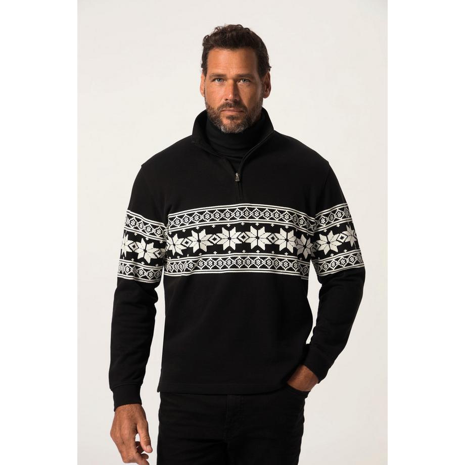 JP1880 Felpa Collo Alto Zip Motivo Norvegese  