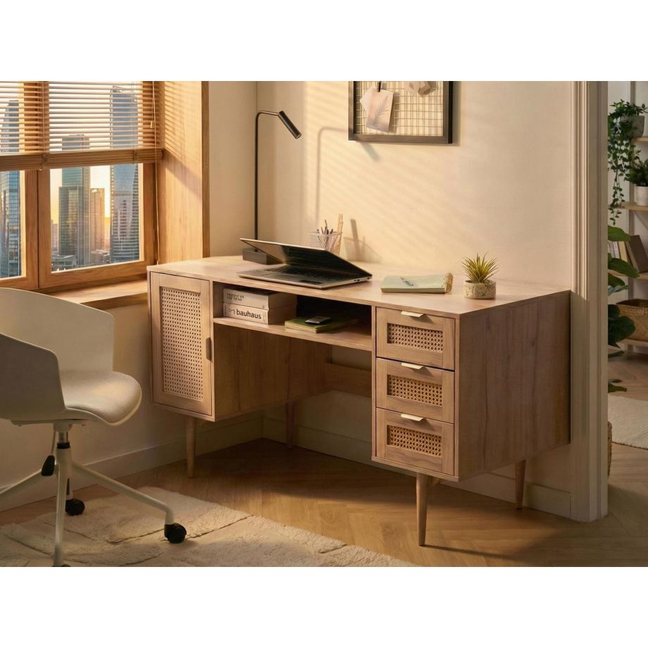 Beliani Schreibtisch aus MDF-Platte Boho RAFFRA  