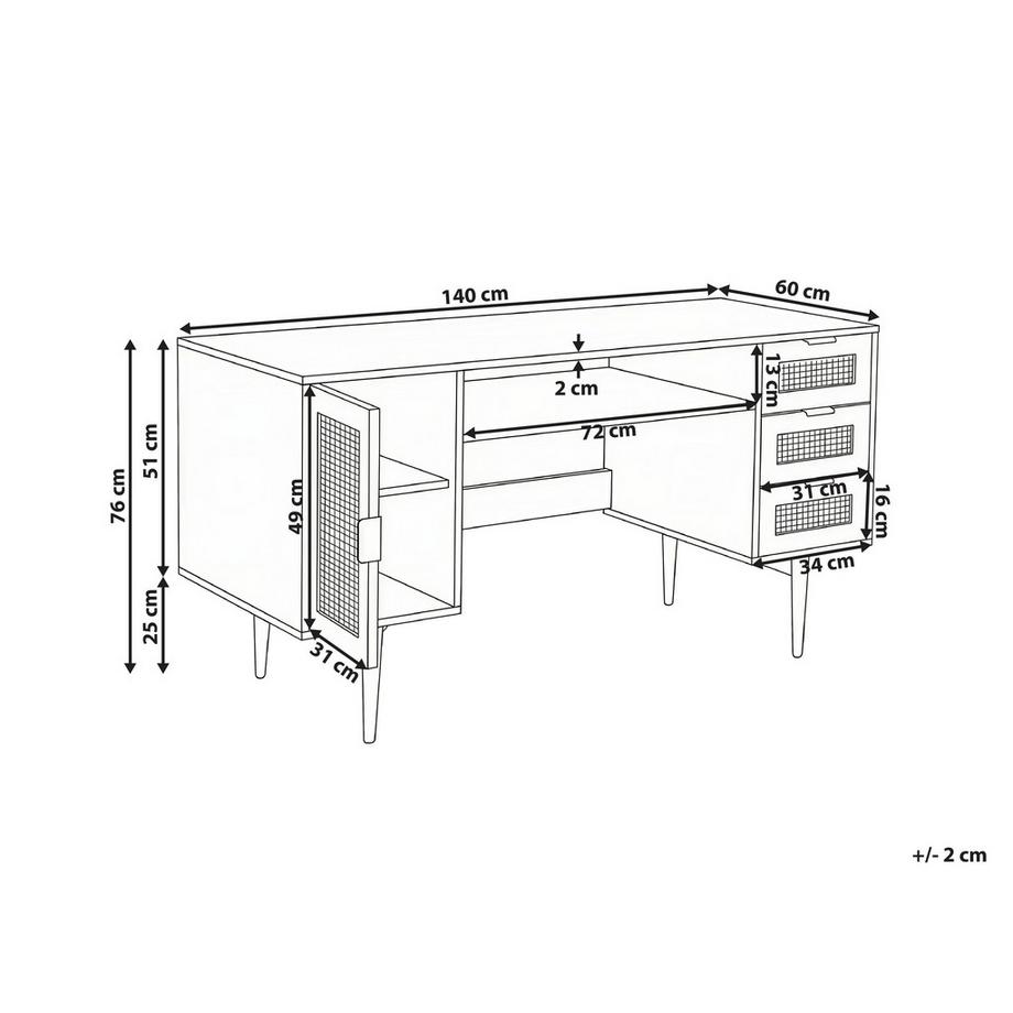 Beliani Schreibtisch aus MDF-Platte Boho RAFFRA  