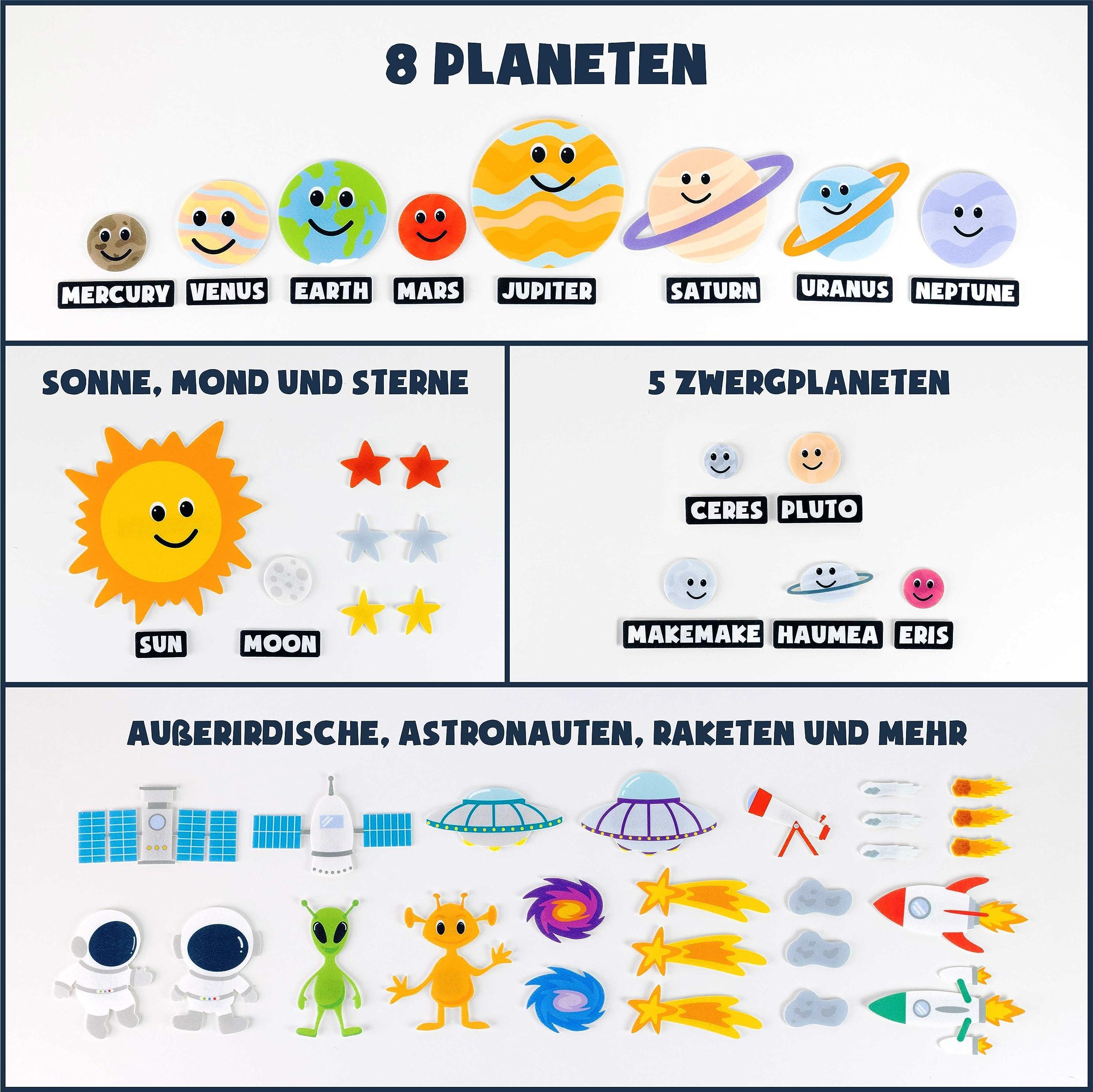 Activity-board  Sonnensystem Kinder mit 61 Filzfiguren Planeten Kinderspielzeug Modell Weltraum 