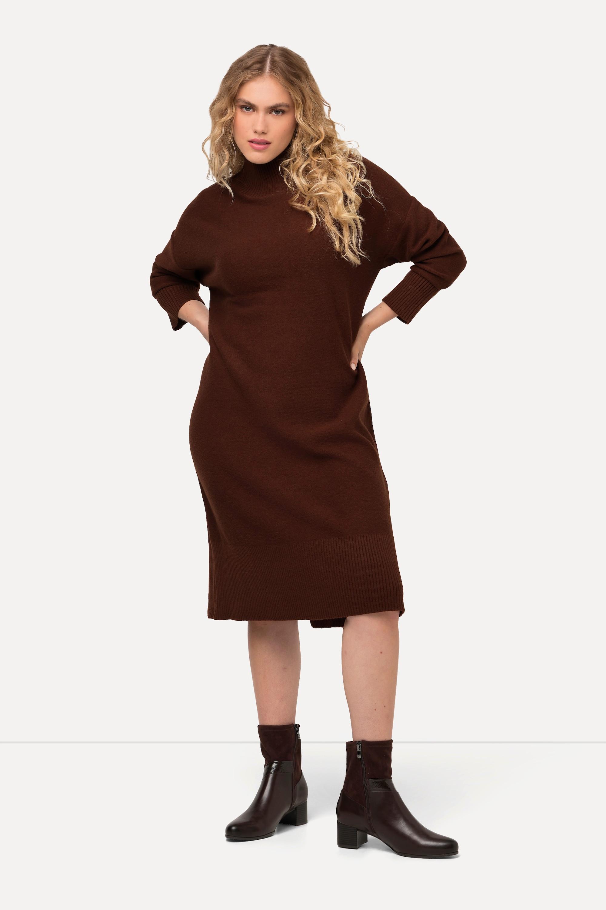 Ulla Popken  Strickkleid, Oversized, Stehkragen, Langarm, Midikleid 