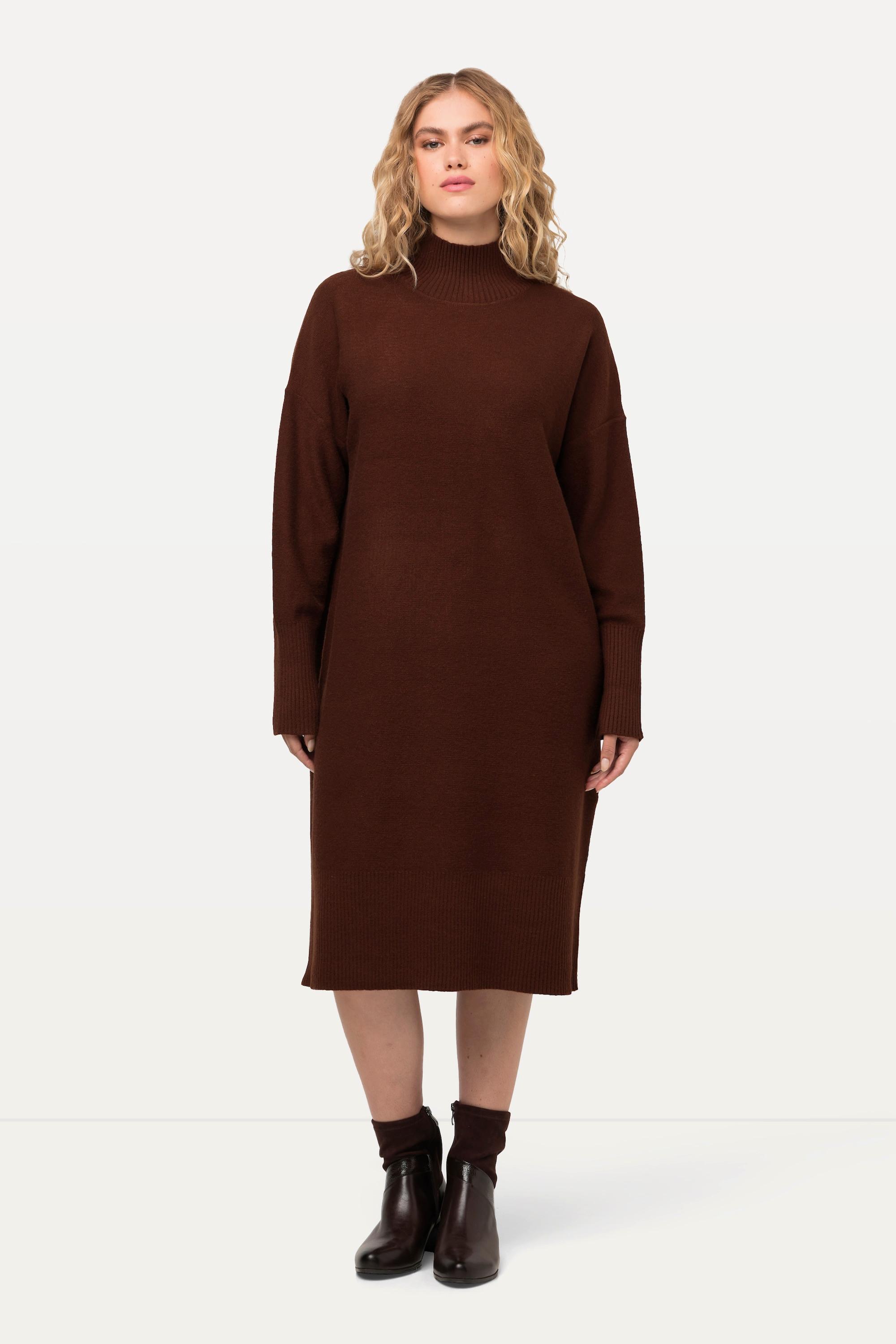 Ulla Popken  Strickkleid, Oversized, Stehkragen, Langarm, Midikleid 