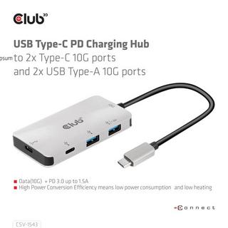 Club3D  CSV-1543 hub & concentrateur 10000 Mbit/s 