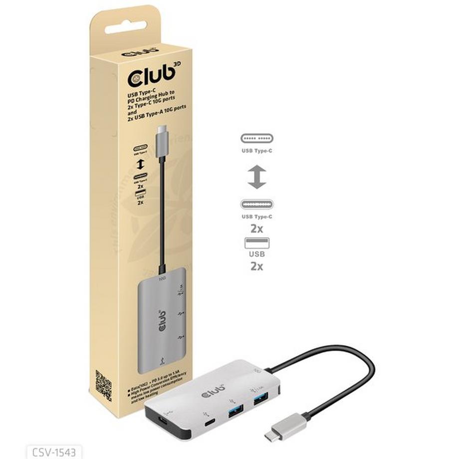 Club3D  CSV-1543 hub & concentrateur 10000 Mbit/s 