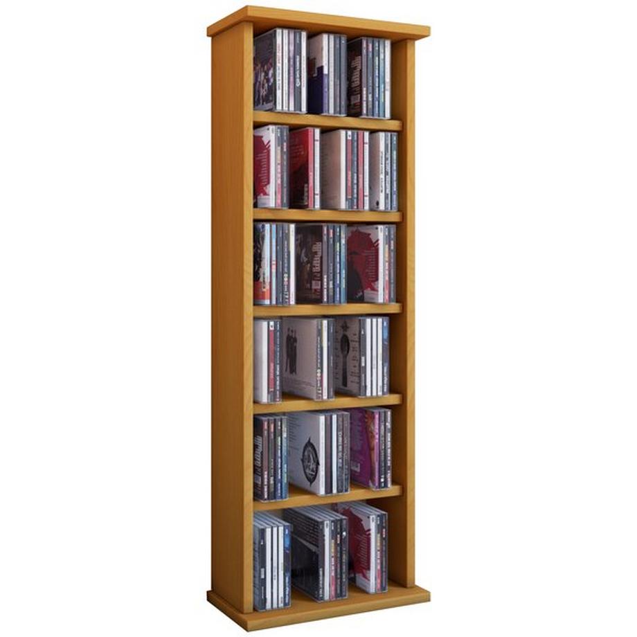 CD Regal Holz | CD Regal mit Platz für 150 CDs oder 65 DVDs oder 36-Videos | Maße: H. 92 x B. 31 x T. 18 cm | elegantes DVD Regal stehend | Blu ray