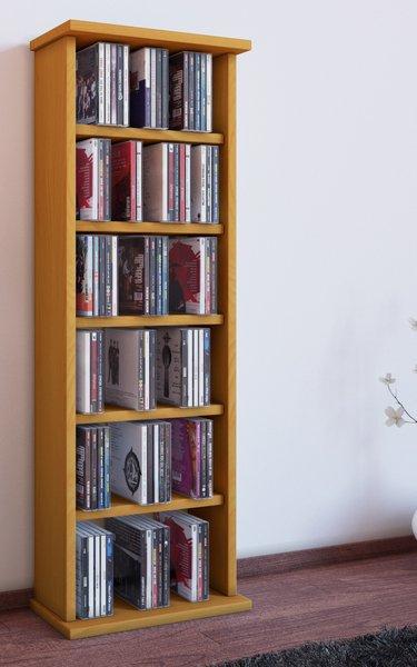 VCM CD Regal Holz | CD Regal mit Platz für 150 CDs oder 65 DVDs oder 36-Videos | Maße: H. 92 x B. 31 x T. 18 cm | elegantes DVD Regal stehend | Blu ray  