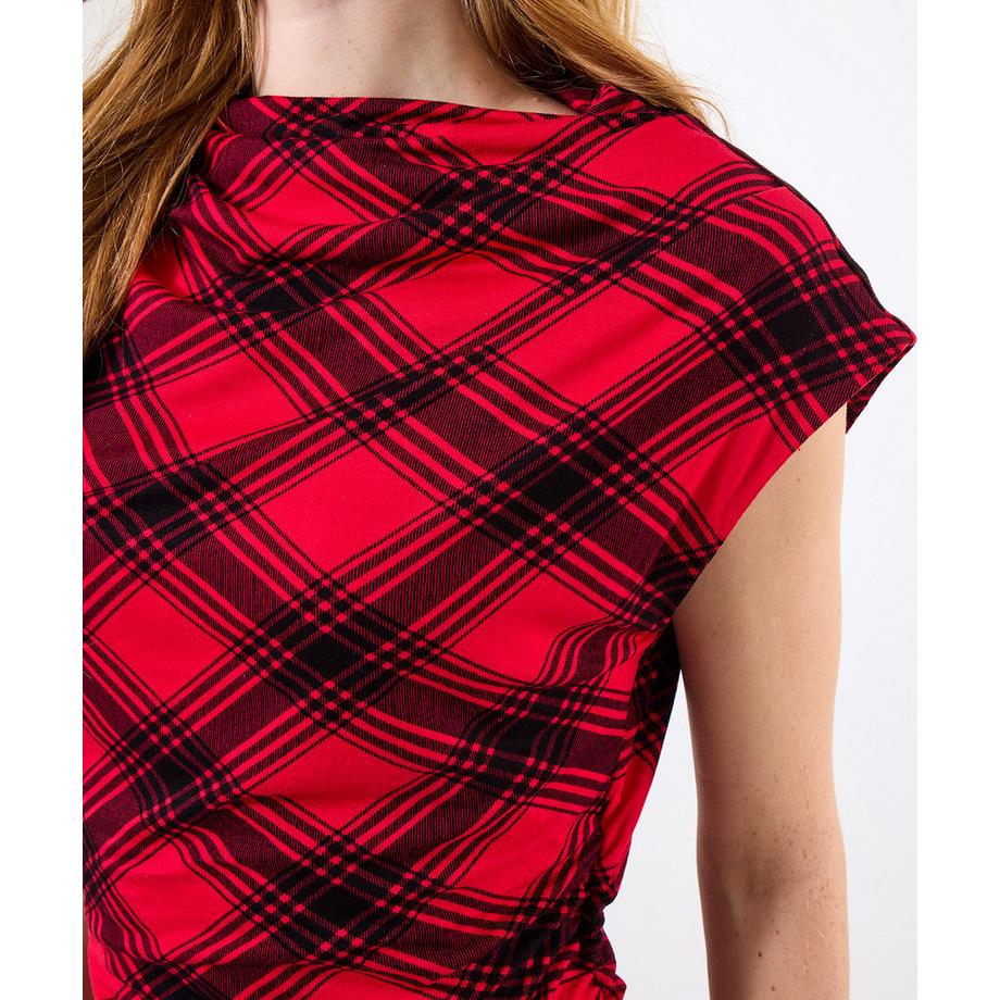 Joe Browns Figurbetontes Karo Jersey Midikleid Trichterhals  