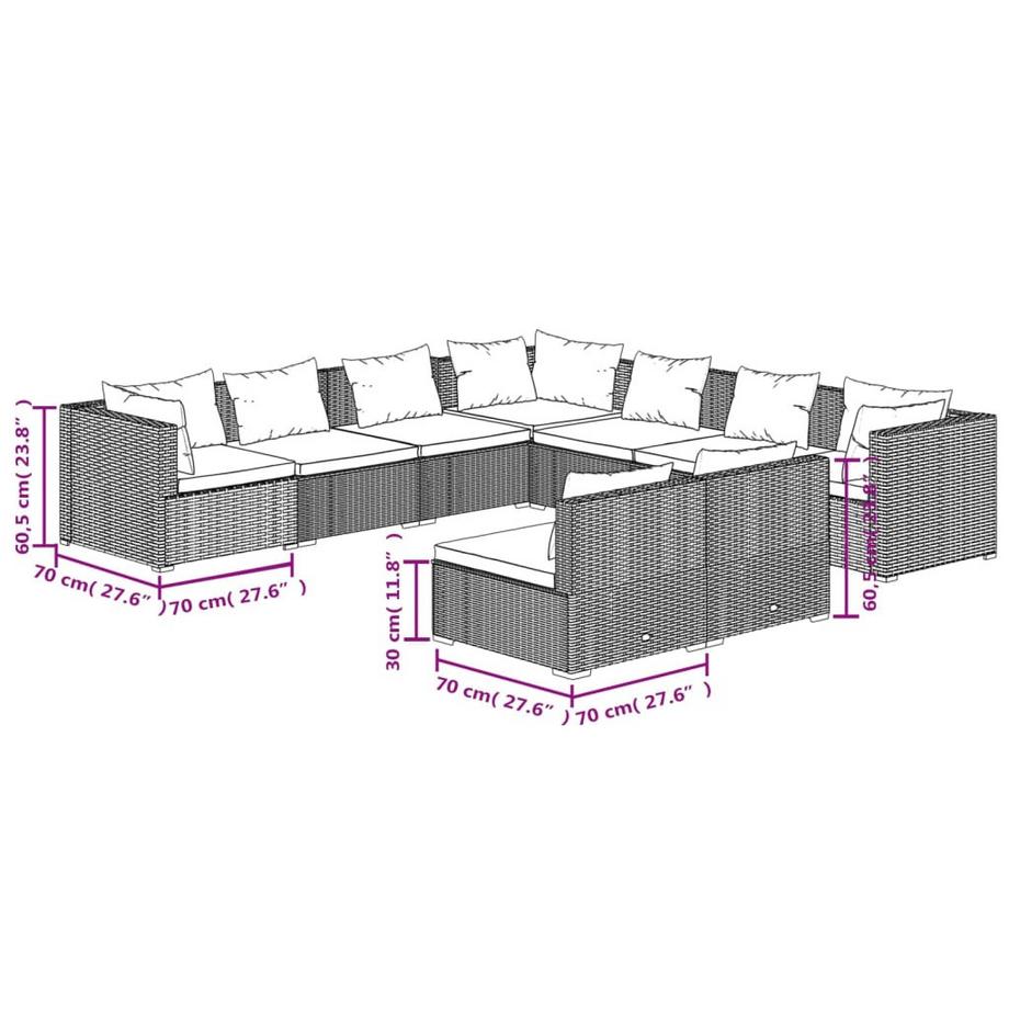 VidaXL set salotto da giardino Polirattan  