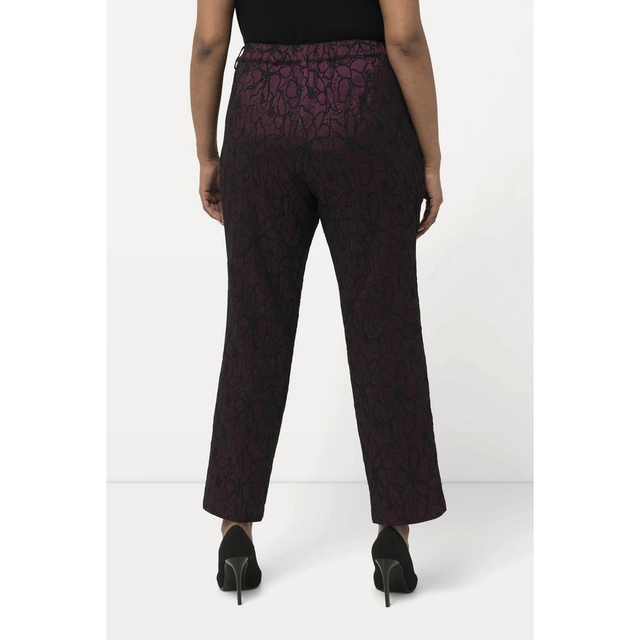 Ulla Popken Pantalon jacquard motif floral coupe ajustée  