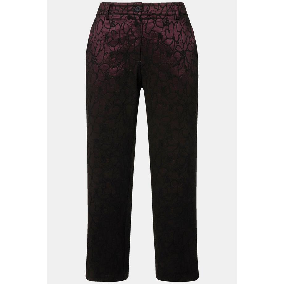 Ulla Popken Pantalon jacquard motif floral coupe ajustée  