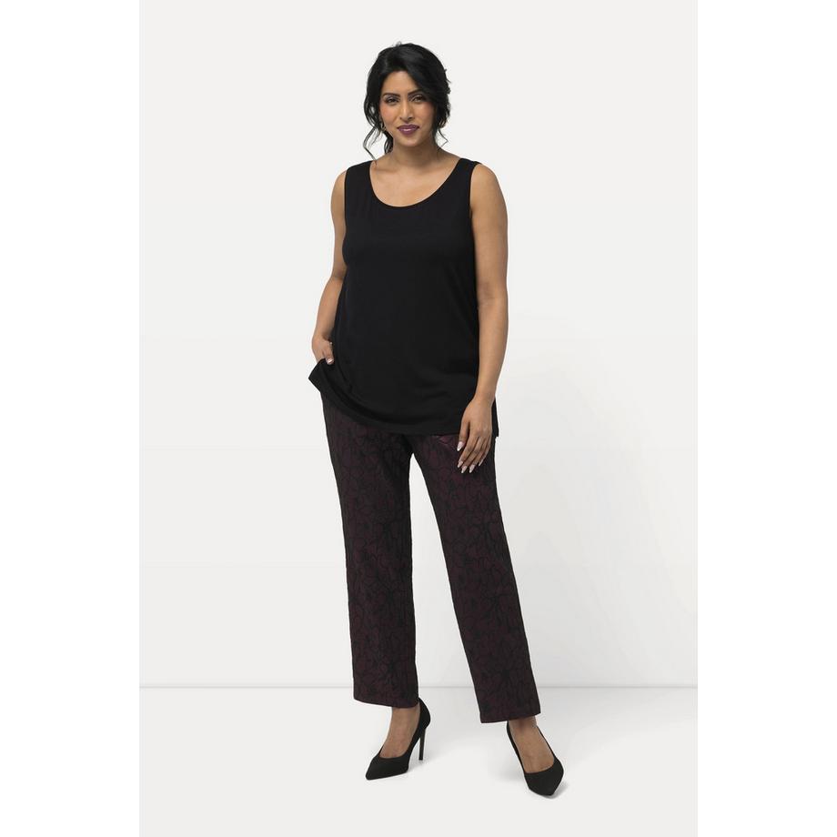 Ulla Popken Pantalon jacquard motif floral coupe ajustée  